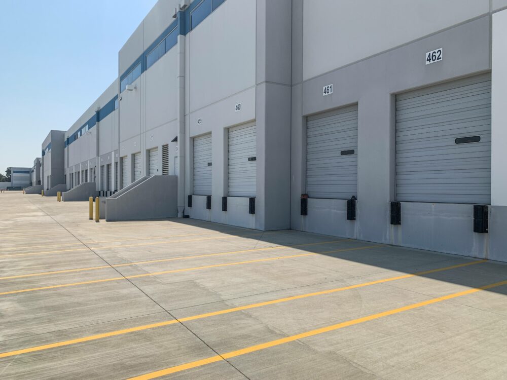 Industrial Building Shipping and Receiving Area with Closed Bay Doors